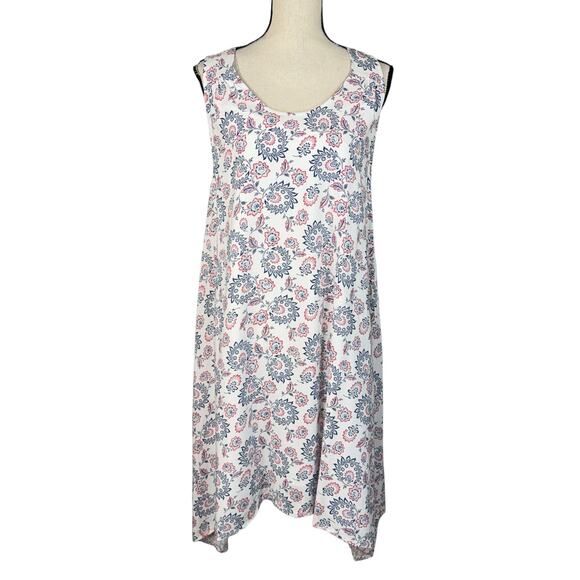 Rockin’ C Large A-Line Dress Floral Sleeveless Shark-Bite Hem Lined Scoop Neck - Picture 1 of 10